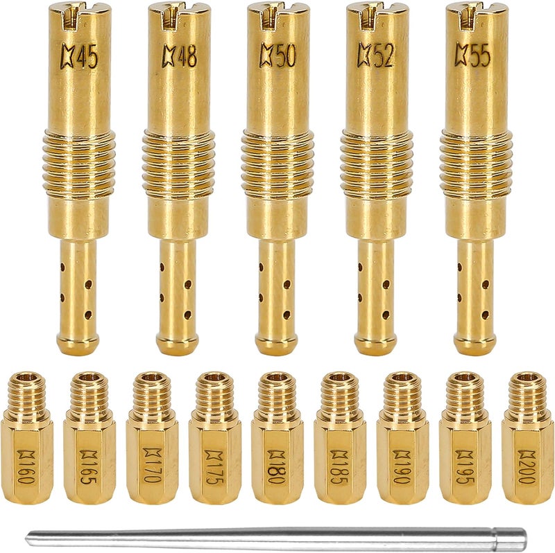 KH866 Carburetor Main Jet Kit fit for Yamaha YZ400F WR400F YZ426F YZ450F WR450F YFZ450, Suzuki DRZ400 RMZ450 – #160 165 170 175 180 185 190 195 200, 45 48 50 52 55 Pilot Jets Slow Needle Set Replace Crab - Image 1